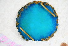 Load image into Gallery viewer, Round Resin Tray - with Gold Leaf/Resin/Serving Tray/Handmade/Art/Gift/Resin Art
