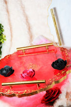 Load image into Gallery viewer, Watermelon Red And Gold Resin Tray/Coasters/Wine Caddie Set
