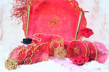 Load image into Gallery viewer, Watermelon Red And Gold Resin Tray/Coasters/Wine Caddie Set
