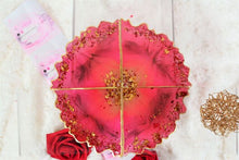 Load image into Gallery viewer, Triangular Geode Coasters - Watermelon Red and Gold Leaf/Resin/Coasters/Handmade/Art/Gift/Resin Art
