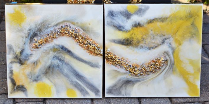 Original Acrylic on Stretched Canvas Painting, Epoxy Resin Paint