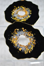 Load image into Gallery viewer, Black/Gold with Gem Geode Coasters - Perfect for Decor (Set of 2)
