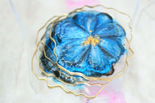 Load image into Gallery viewer, Blue Blossoms Coaster set (Can be Personalized) - Perfect for Barware or Decor (Set of 2)
