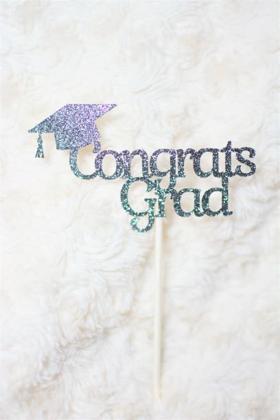 Congrats Grad Cupcake Topper, Graduation Celebration - Set of 12