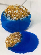 Load image into Gallery viewer, Blue and  Gold Coasters - Perfect for Barware or Decor (Set of 2)
