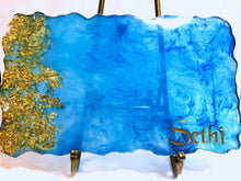 Load image into Gallery viewer, Ocean Blue and Gold Tray - Perfect for jewelry or decor
