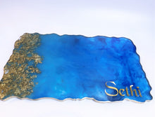 Load image into Gallery viewer, Ocean Blue and Gold Tray - Perfect for jewelry or decor
