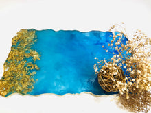 Load image into Gallery viewer, Ocean Blue and Gold Tray - Perfect for jewelry or decor
