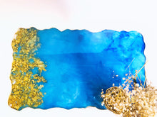 Load image into Gallery viewer, Ocean Blue and Gold Tray - Perfect for jewelry or decor
