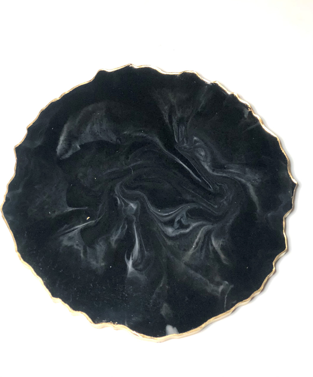 Black Marble Stone-like and Gold Agate Coasters - Perfect for Barware or Decor (Set of 2)