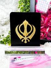 Load image into Gallery viewer, Gold engraved black Acrylic Signs - Khanda
