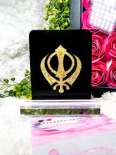 Load image into Gallery viewer, Gold engraved black Acrylic Signs - Khanda
