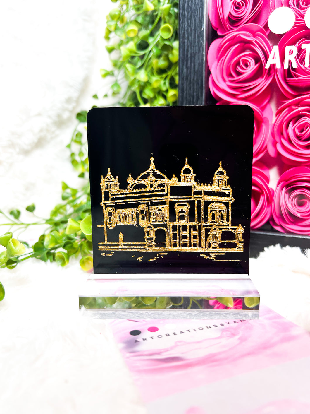 Gold engraved black Acrylic Signs - Harmandir Sahib