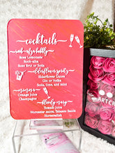 Load image into Gallery viewer, Personalized Hand Painted Acrylic Menu Signs - Perfect for Engagements, Wedding, Anniversaries, Birthdays, Graduations
