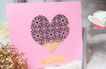 Load image into Gallery viewer, Hot Foil Valentine&#39;s Day Card, XOXO handmade card
