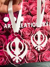 Load image into Gallery viewer, Religious Car Accessories | Ik Onkar | OM | Khanda | hanging rear view ornaments or key charms
