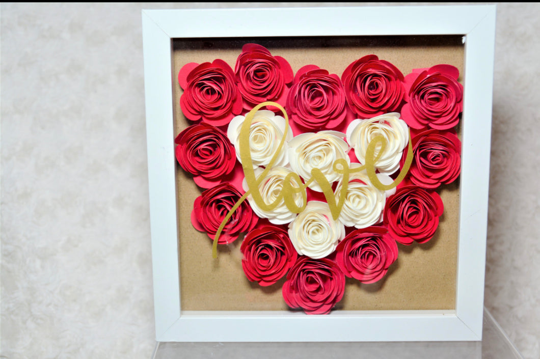 LOVE Personalized ShadowBox with Paper Flowers | Mother's Day Gift | Birthday Gift | Anniversary Gift