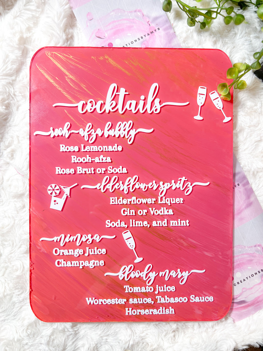 Personalized Hand Painted Acrylic Menu Signs - Perfect for Engagements, Wedding, Anniversaries, Birthdays, Graduations