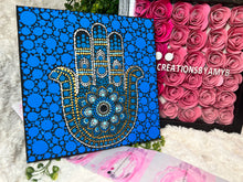 Load image into Gallery viewer, Hamsa Hand (Torquoise) Dot Paintings Hand Painted Canvas | Wall art
