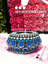 Load image into Gallery viewer, Mandala Candle Holders, Candle Holders, Resin Candle Holders (Shades of Blue)
