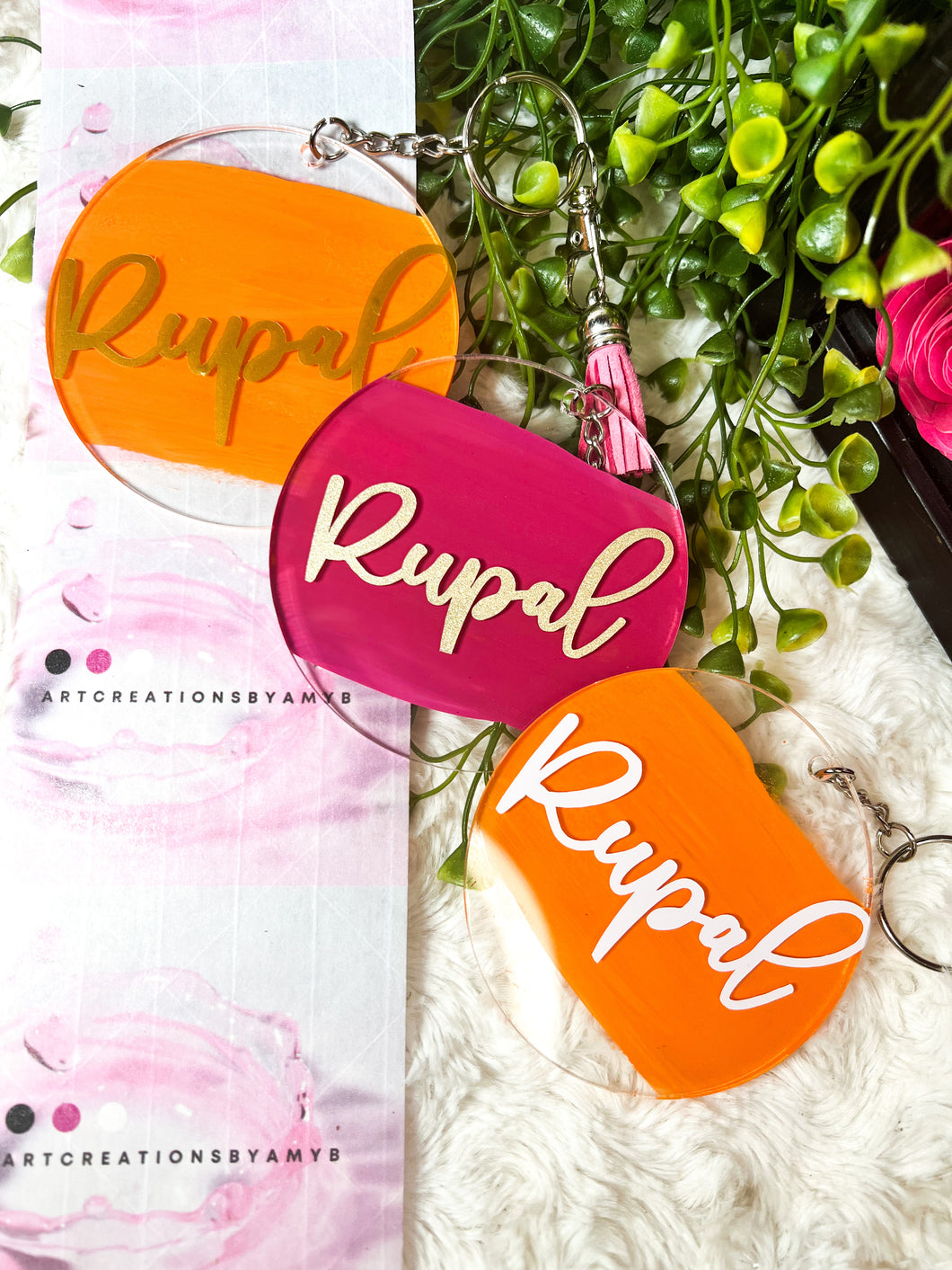 Acrylic Keychains or Tote Tags | hand painted