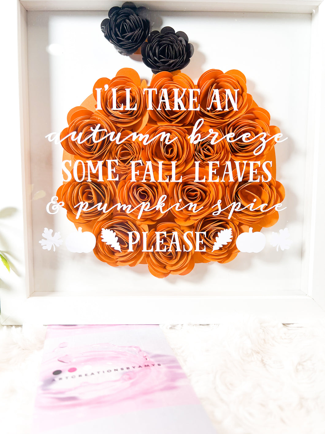 Pumpkin and Fall Shadowbox with Paper Flowers | Mother's Day Gift | Birthday Gift | Anniversary Gift