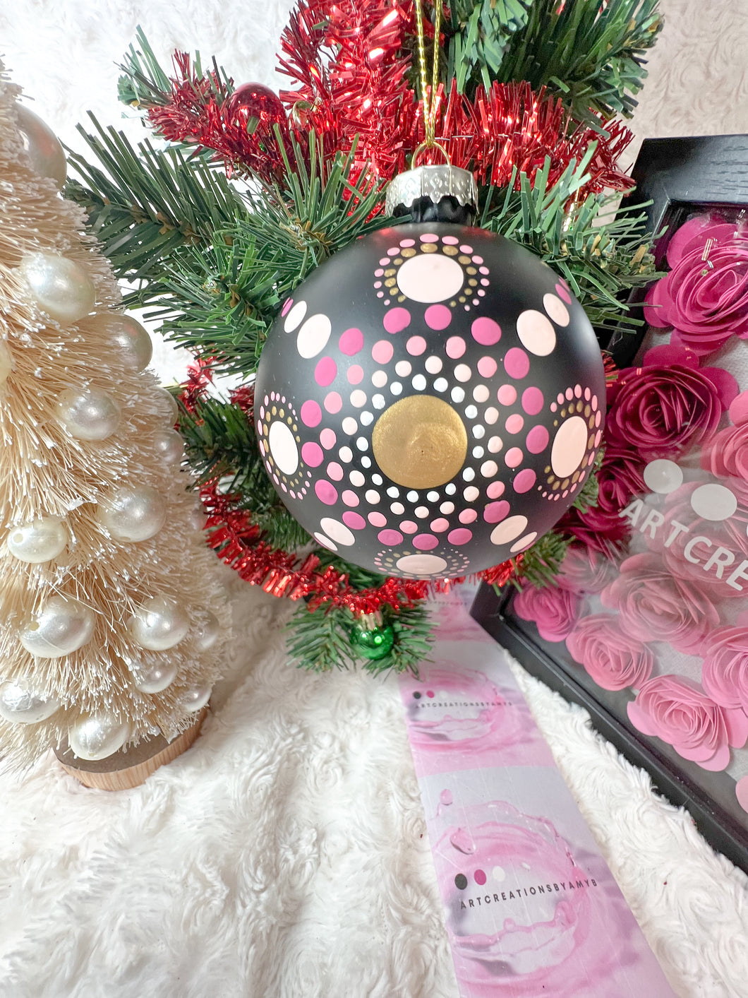 Christmas Tree Ornament - Mandala inspired - Pink