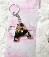 Load image into Gallery viewer, Initial Keychain, Personalized Resin Letter Keychain - Black
