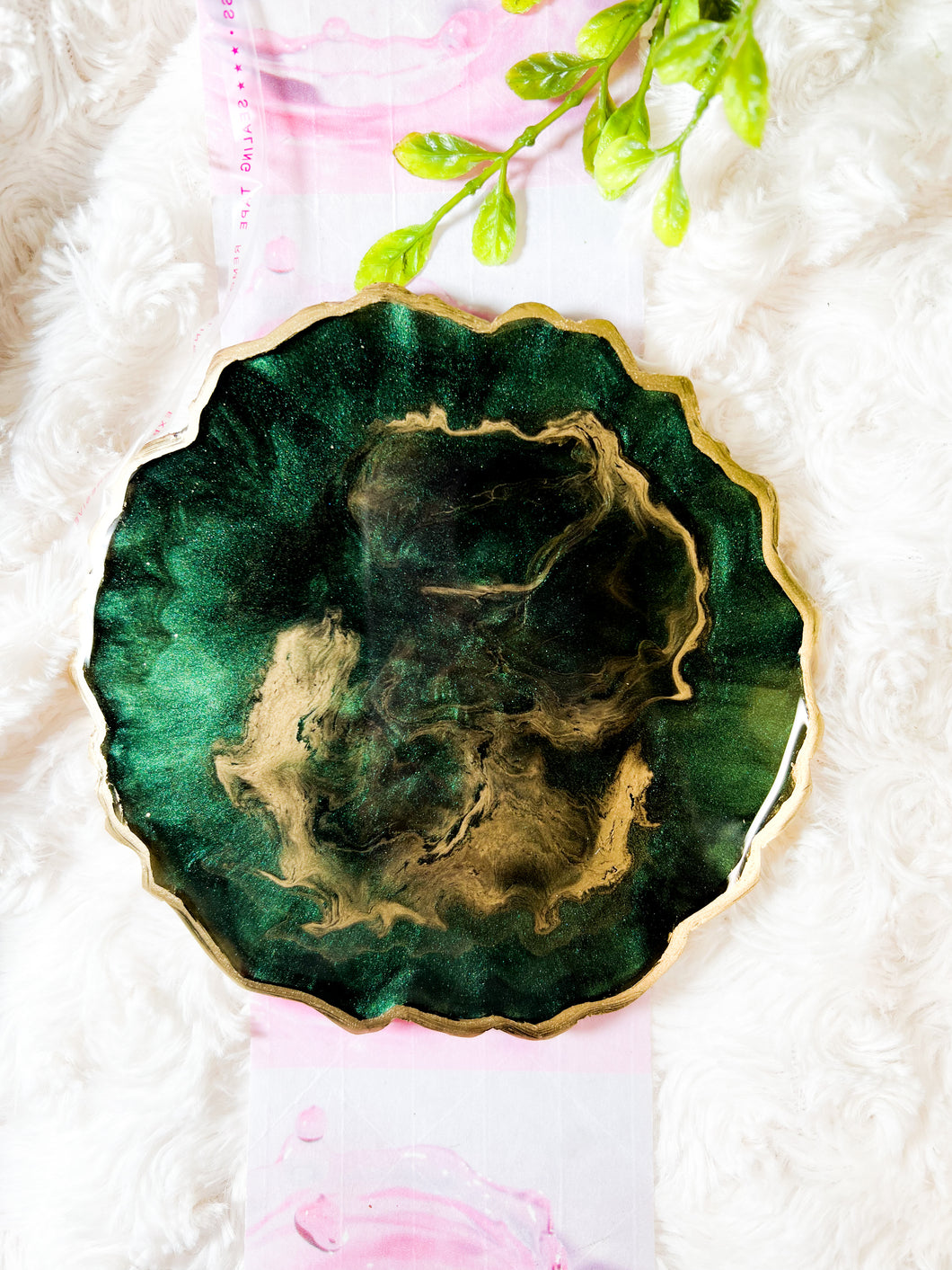 Ever Green and Gold Galaxy Coasters - Perfect for Barware or Decor (Set of 2)
