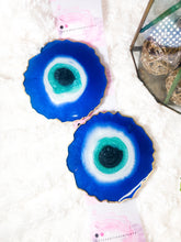 Load image into Gallery viewer, Evil Eye Agate like Coasters (Can be Personalized) - Perfect for Barware or Decor (Set of 2)
