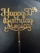 Load image into Gallery viewer, Acrylic Mirror Cake Toppers, Gold, Silver or Rose Gold, Lasercut Mirror Acrylic

