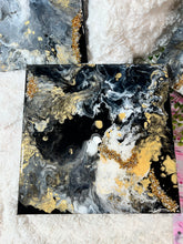 Load image into Gallery viewer, Black Galaxy Resin and Stone Canvas decor
