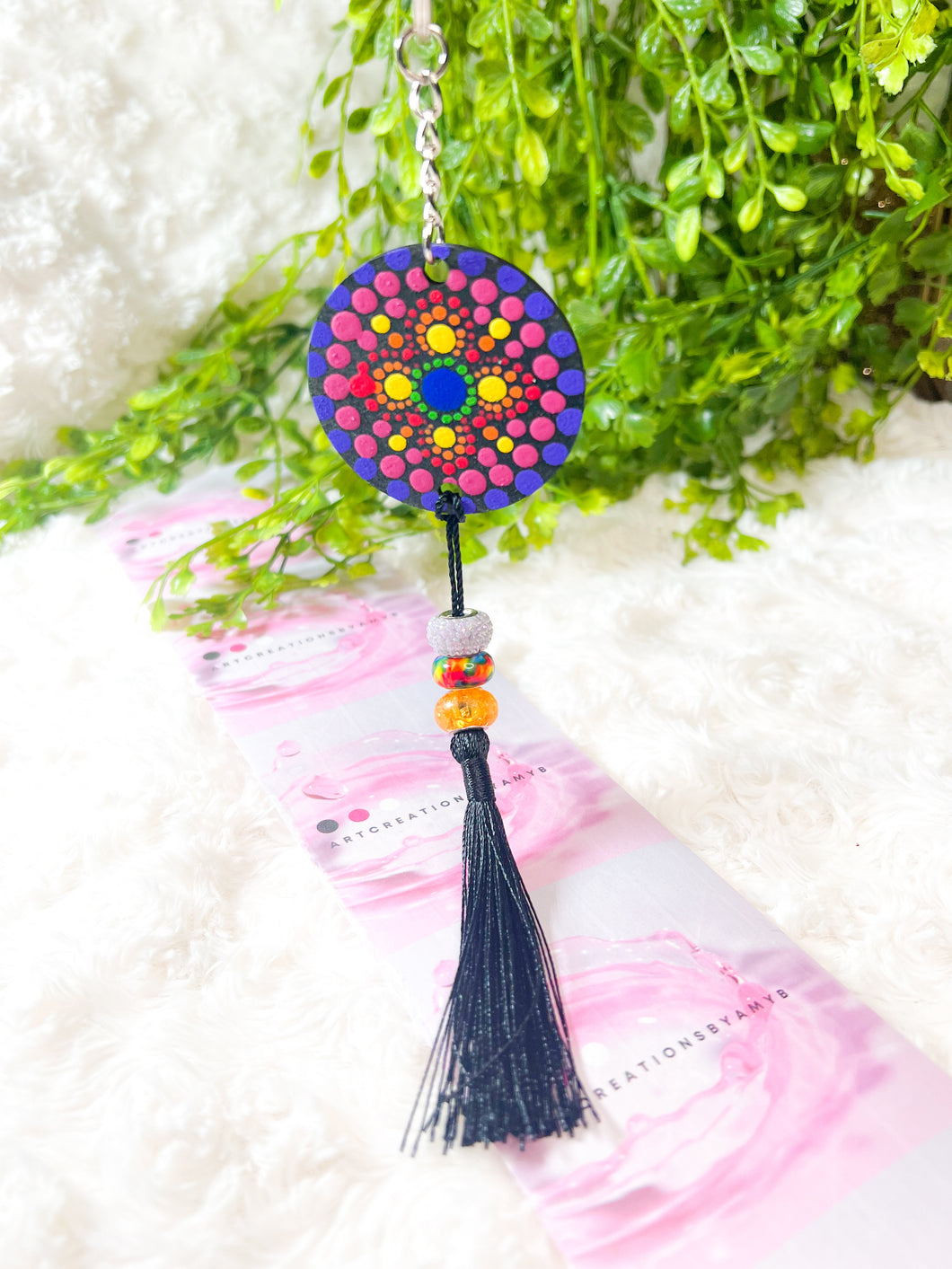 Mandala Art Wooden Keychain - Rainbow 2