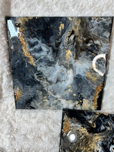 Load image into Gallery viewer, Black Galaxy Resin and Stone Canvas decor
