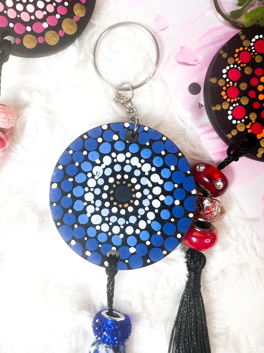 Mandala Art Wooden Keychain - Evil Eye