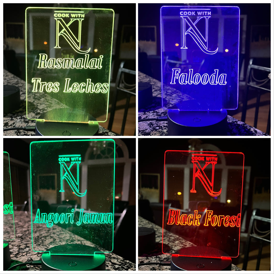 Engraved / Etched LED Menu signs with LED base