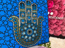 Load image into Gallery viewer, Hamsa Hand (Torquoise) Dot Paintings Hand Painted Canvas | Wall art
