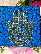 Load image into Gallery viewer, Hamsa Hand (Torquoise) Dot Paintings Hand Painted Canvas | Wall art
