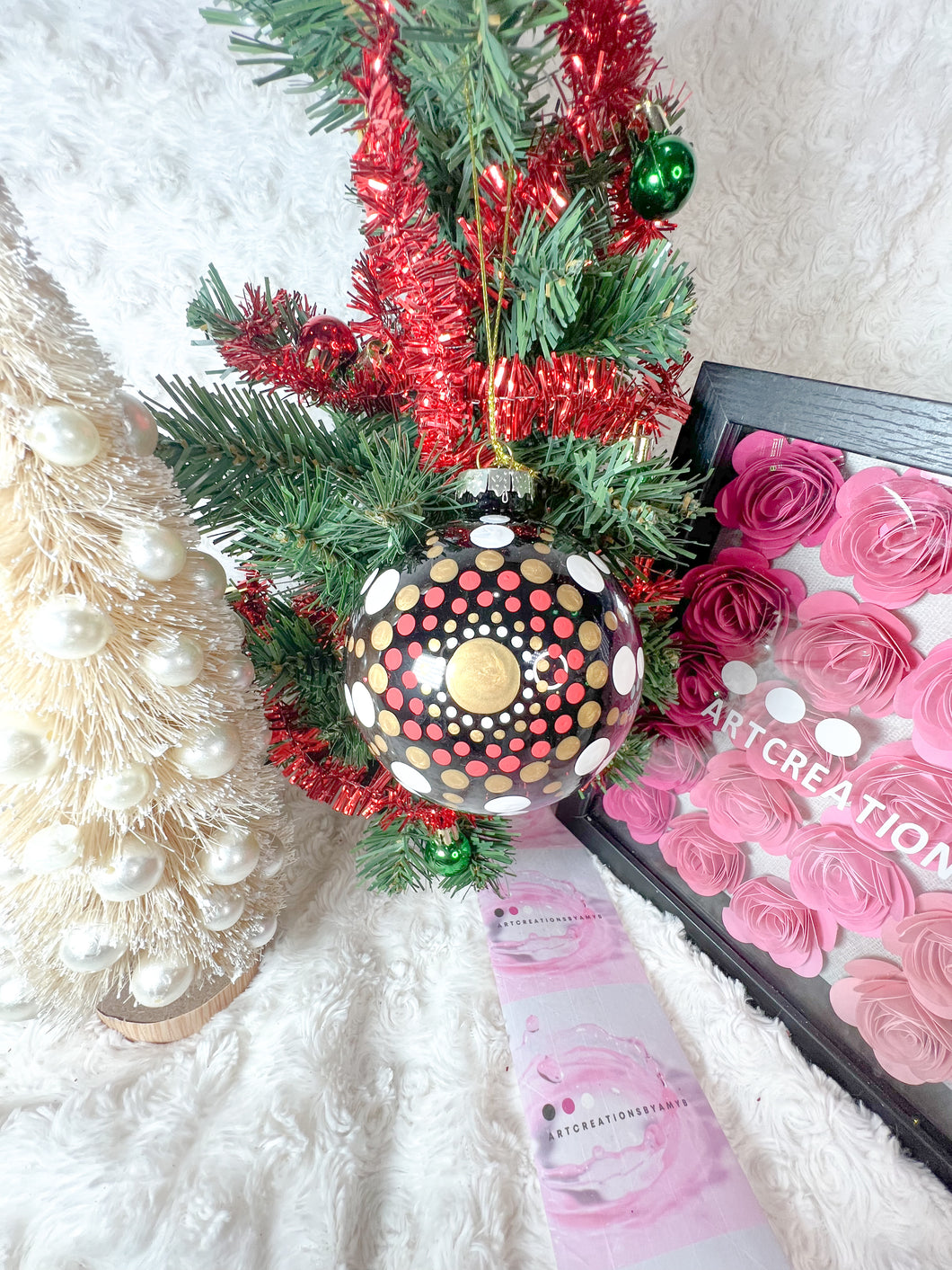 Christmas Tree Ornament - Mandala inspired - Red