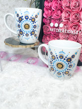 Load image into Gallery viewer, Mandala Hand Painted Barista Mug (Shade of Blue)
