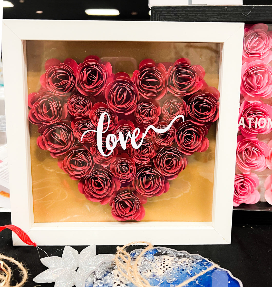 LOVE Personalized Shadowbox with Paper Flowers | Mother's Day Gift | Birthday Gift | Anniversary Gift