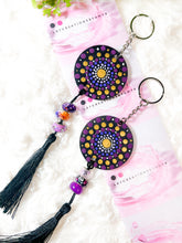 Load image into Gallery viewer, Mandala Art Wooden Keychain - Purple
